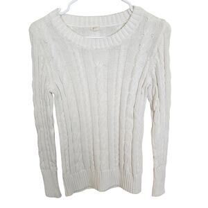 J. Crew Womens Cable Knit Sweater Size S Classic Preppy Old Money Ivy League